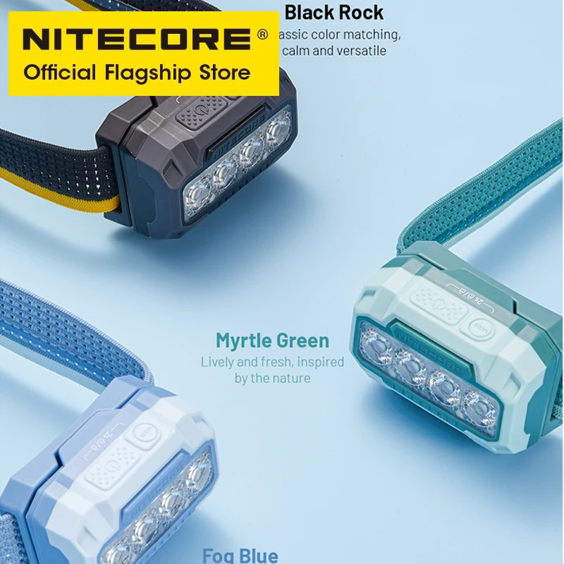 NITECORE HA23 UHE كشافات AAA خفيفة الوزن 3 درجات حرارة ألوان 600 لومن مصباح أمامي IP68 للجري الليلي والتخييم والصيد والرحلات