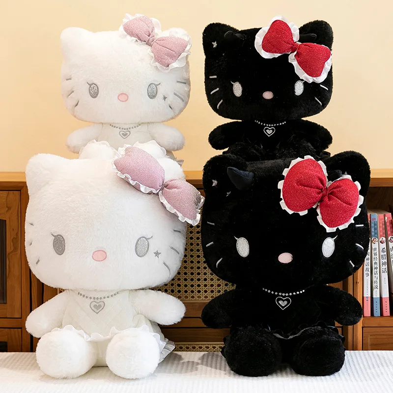 35CM Sanrio Hello Kitty Plush Toy Kawaii Angel Demon KT Cat Soft Stuffed Plushies Doll Plush Pillow Appease Toys Gift For Girls