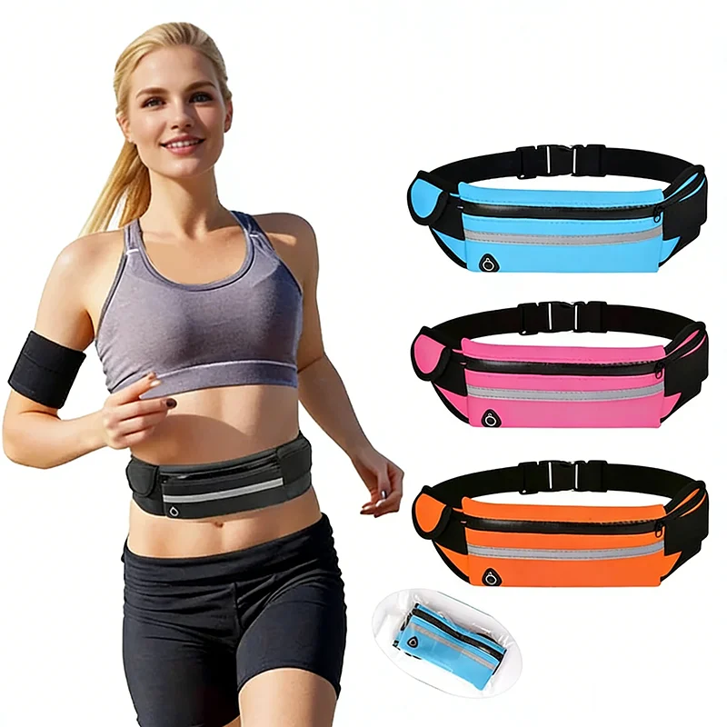 

Sports Running Waist Bag Men Women Gym Fitness Travel Cycling Waist Pack Reflective Fanny Pack for Cell Phone Keys Money