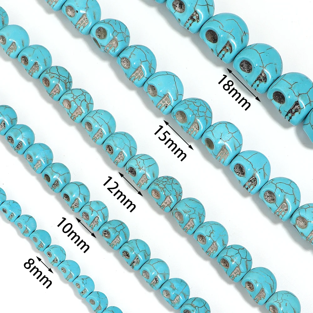 8/10/12/15/18mm Skull Natural Stone Beads Blue White Turquoise Loose Beads For Jewelry Making DIY Bracelets Necklace Accessories