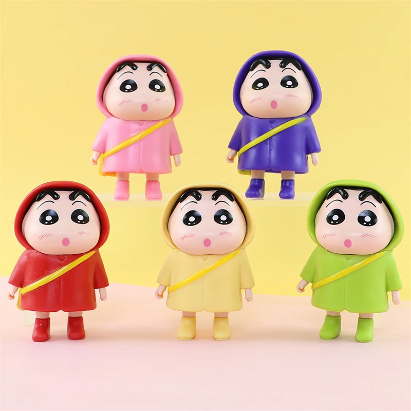 5 Color Raincoat Crayon Shin-Chan Action Figures Kawaii Anime Ornaments Cartoon Dolls PVC Model Statue Toys Collection Kids Gift