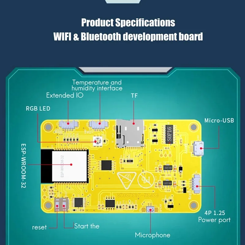 Placa de desenvolvimento ESP32 com Wifi Bluetooth 2,8 polegadas 240X320 Display inteligente Módulo TFT Tela sensível ao toque
