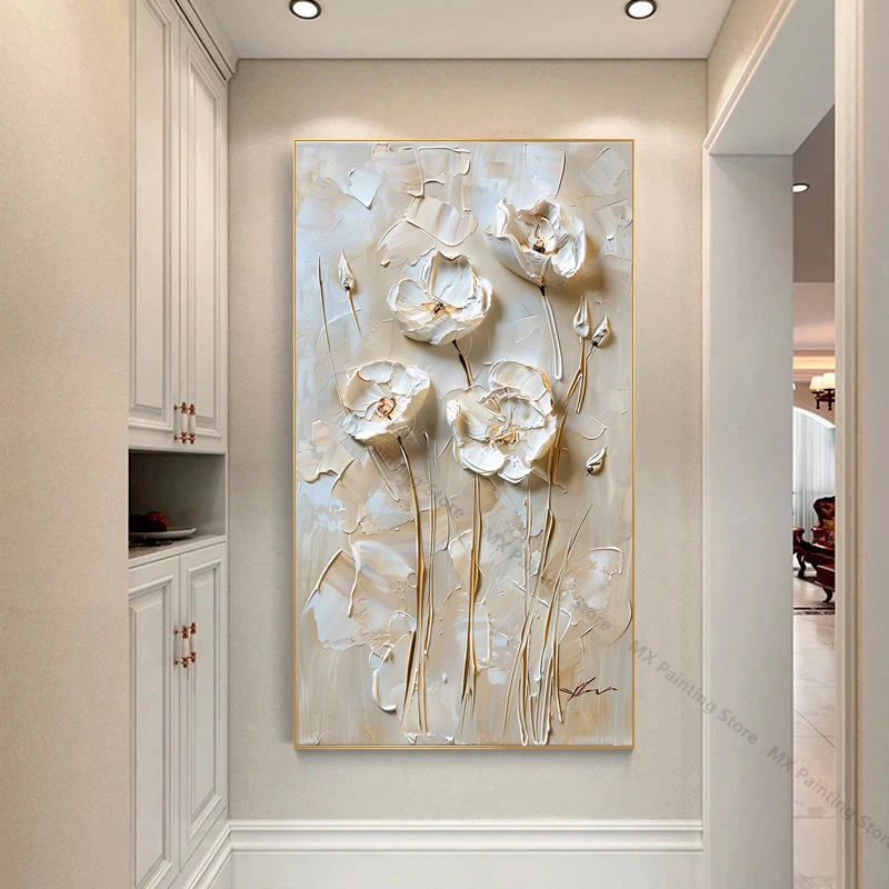 

Abstract Floral Painting,Textured Flowers Wall Art Poster,Nordic Living Room Wall Decor Canvas Print Picture Cuadros Unframed