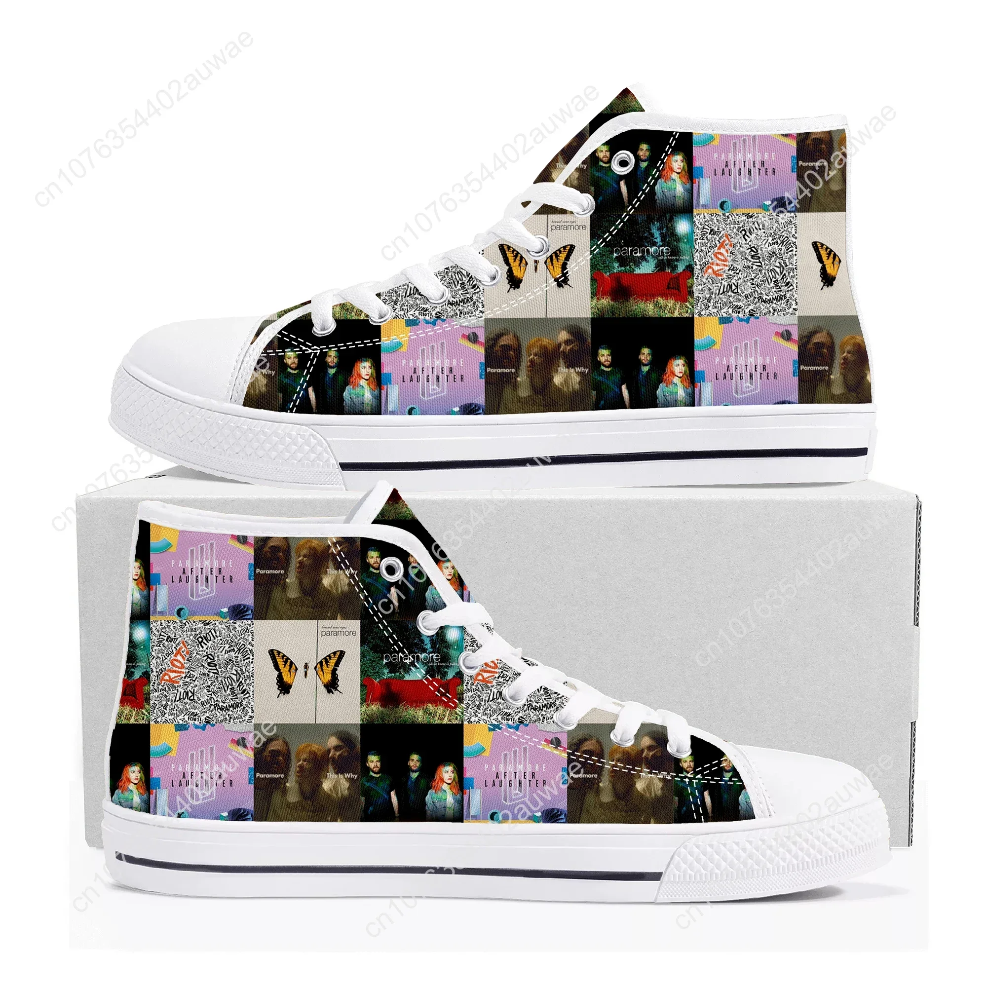 Paramore-Baskets en toile Rock Band Pop pour hommes et femmes, chaussures de couple décontractées, chaussures personnalisées, blanc, haut, haute qualité, adolescent, rencontre