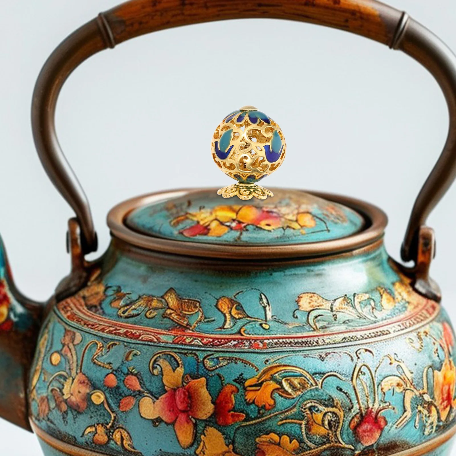 

Vintage Enamel Tea Kettle Lid Knob Colorful Handle Pot Lid Replacement Knob Easy Install Pot Handle Grip Cup Button