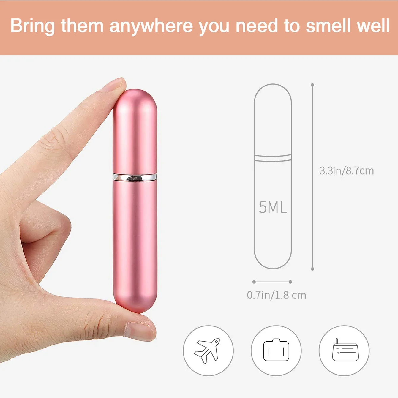 Mini Bouteille de sexuellement en Aluminium, Flcopropriété Pulvérisateur, Conteneur avec Atomiseur HI pour Voyage, 5ml, 5 Pièces