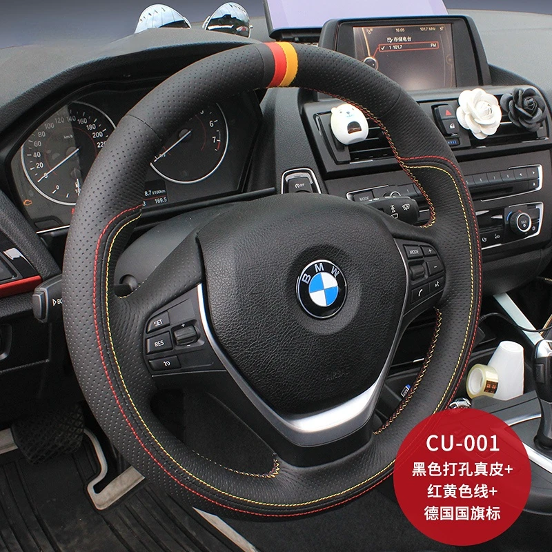 

For BMW 5 Series 3 Series GT 2 Series 6 Series 1 Series 7 Series X1X2X3X4X5X6X7 Leather suede hand stitched steering wheel cover