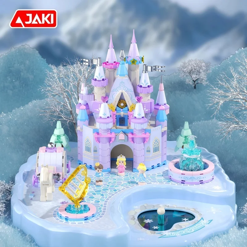 JAKI blocs de construction glace et neige château magnétique Puzzle paysage Architectural modèle ornement de bureau enfants assemblage jouet