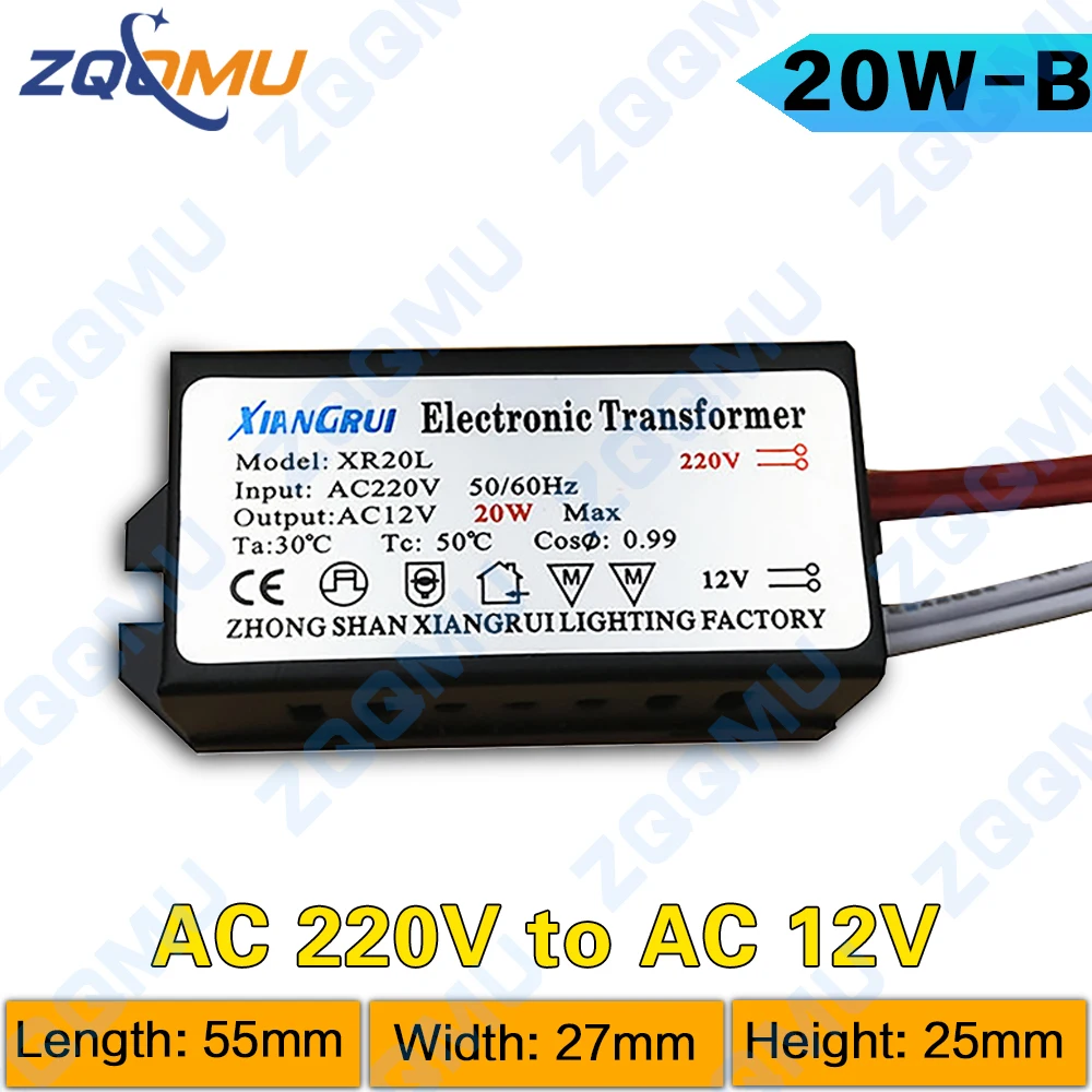 Imagem -02 - Transformador Eletrônico de Metal 220v Driver 12v 20w 50w 60w 80w 120w 160w 180w 200w 250w para Lâmpadas Led Fonte de Alimentação