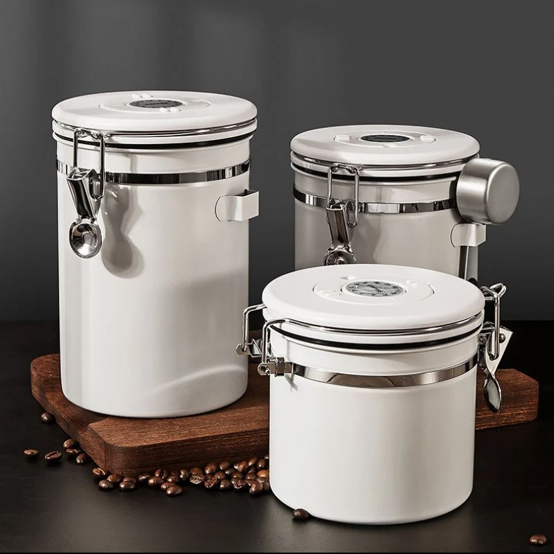 Punana Large Capacity Coffee Storage Container Stainless Steel Coffee Bean Can Sealing Coffee Filling Food Storage Container