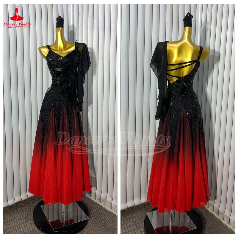 Moden BallroomDance Club Performance Big Swing Dress Standard International Championships Waltz Foxtrot Quickstep Tango เครื่องแต่งกาย