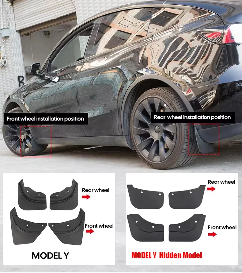 4Pcs/set Mud Flaps Splash Guards For Tesla Model 3 2016-2021 2022 2023+ Front Rear Wheel Mudguard Guard Fender