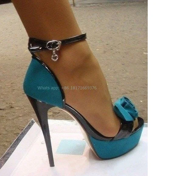 

Satin Sexy Peep Toe Buckle Platform Sandals Dress Fashion Stiletto High Heel Bow Sandals Patchwork Women Shoes Club Design 2024