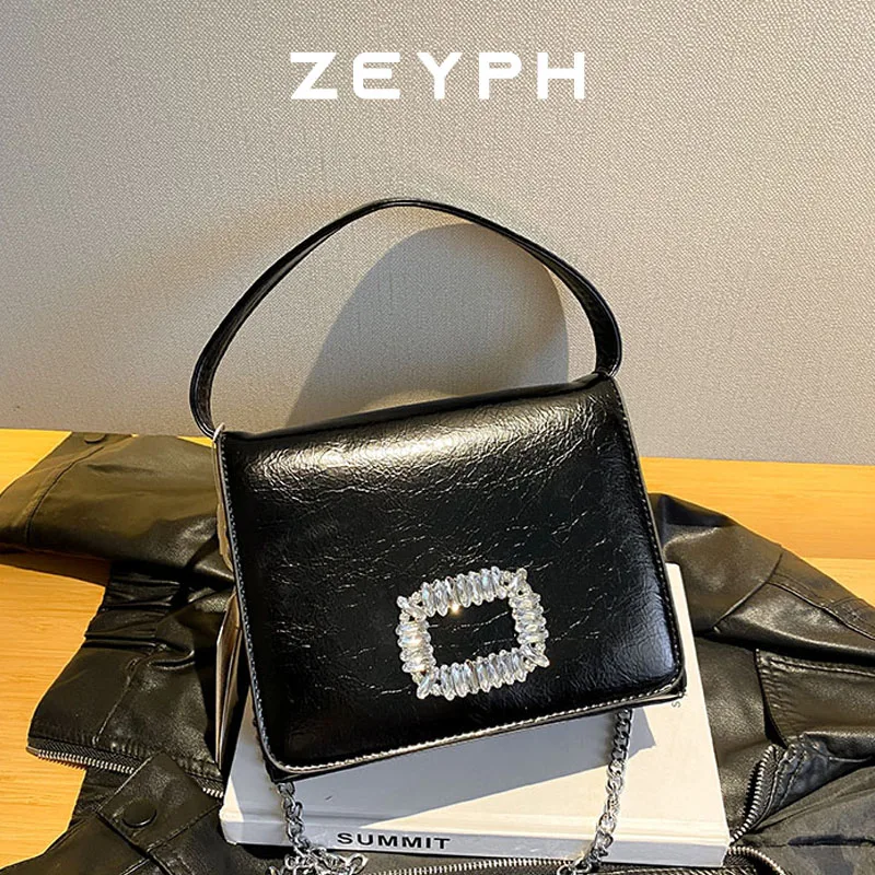 

Zeyph Square Buckle Style Simple Design Pu Material Women s Four Seasons Medium Shoulder Bag Evening Bag Small Square Bag