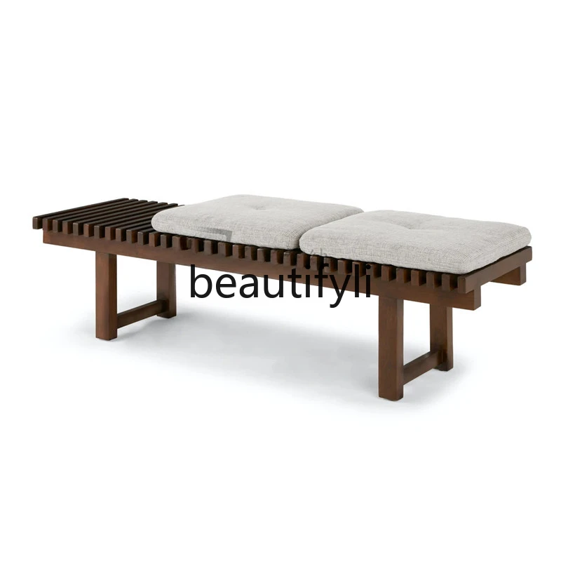 Solid wood teahouse reception bench leisure stool hollowed sofa stool bedroom bedside stool