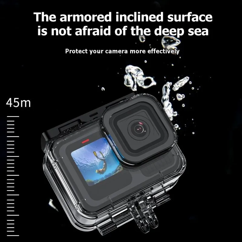 AS95-Waterproof Protective Case For Gopro HERO 13/12/11/10/9 Black Edition Dive Up To 45M For Underwater Photography