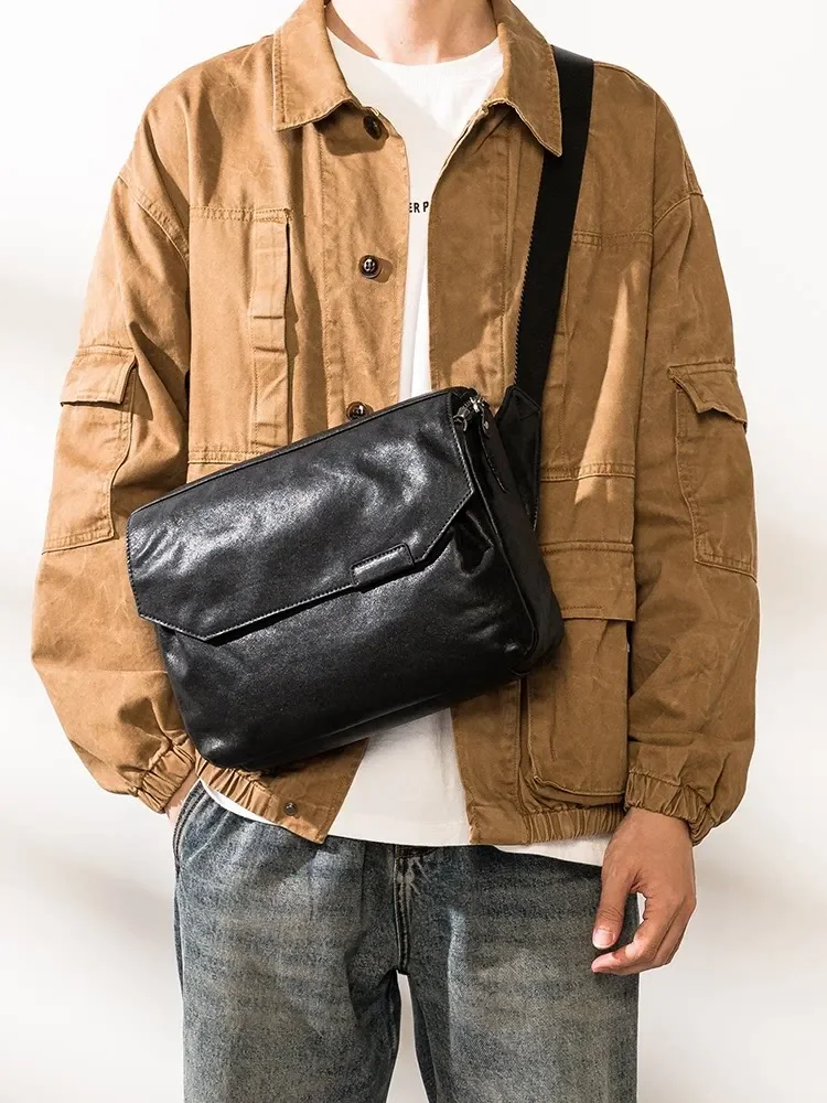 Leather backpack casual versatile plant mixed leather men's bag shoulder messenger bag