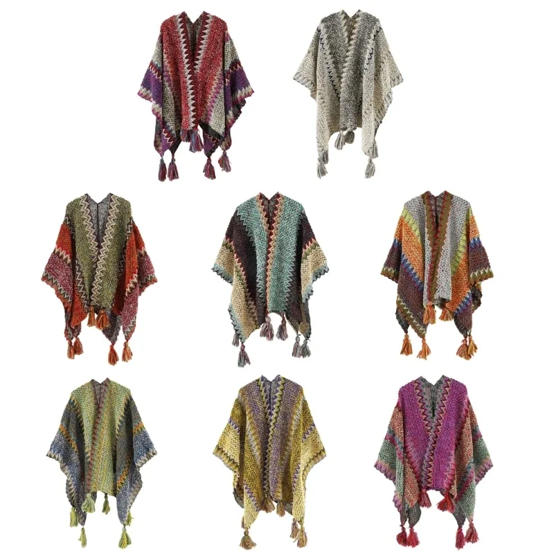 Large Warm Shawl Wrap Open Front Tassels Winter Accessory Casual Crop Tassels Thick Oversized Shawl for Ladies