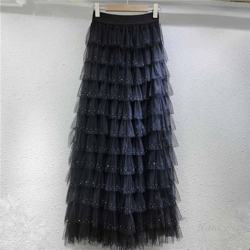 

Hot Diamond High Waist Cake Skirt Women's 2025 Spring and Summer New Versatile Long Mesh Skirt Princess