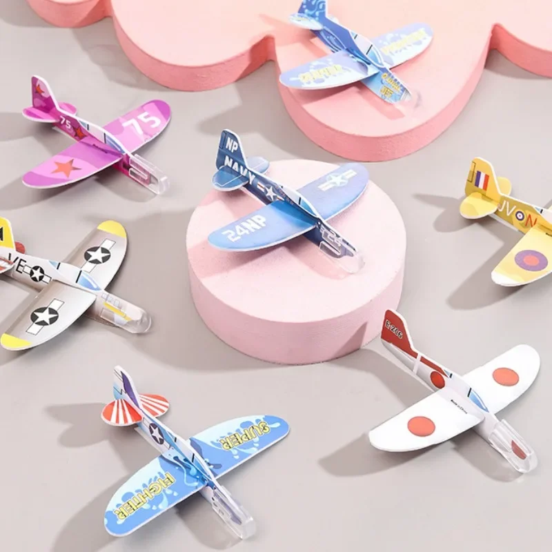 Children\'s Hand Thrown Small Plane Toys Mini Cartoon Model Machine Kindergarten DIY Color Foam Machine Toys