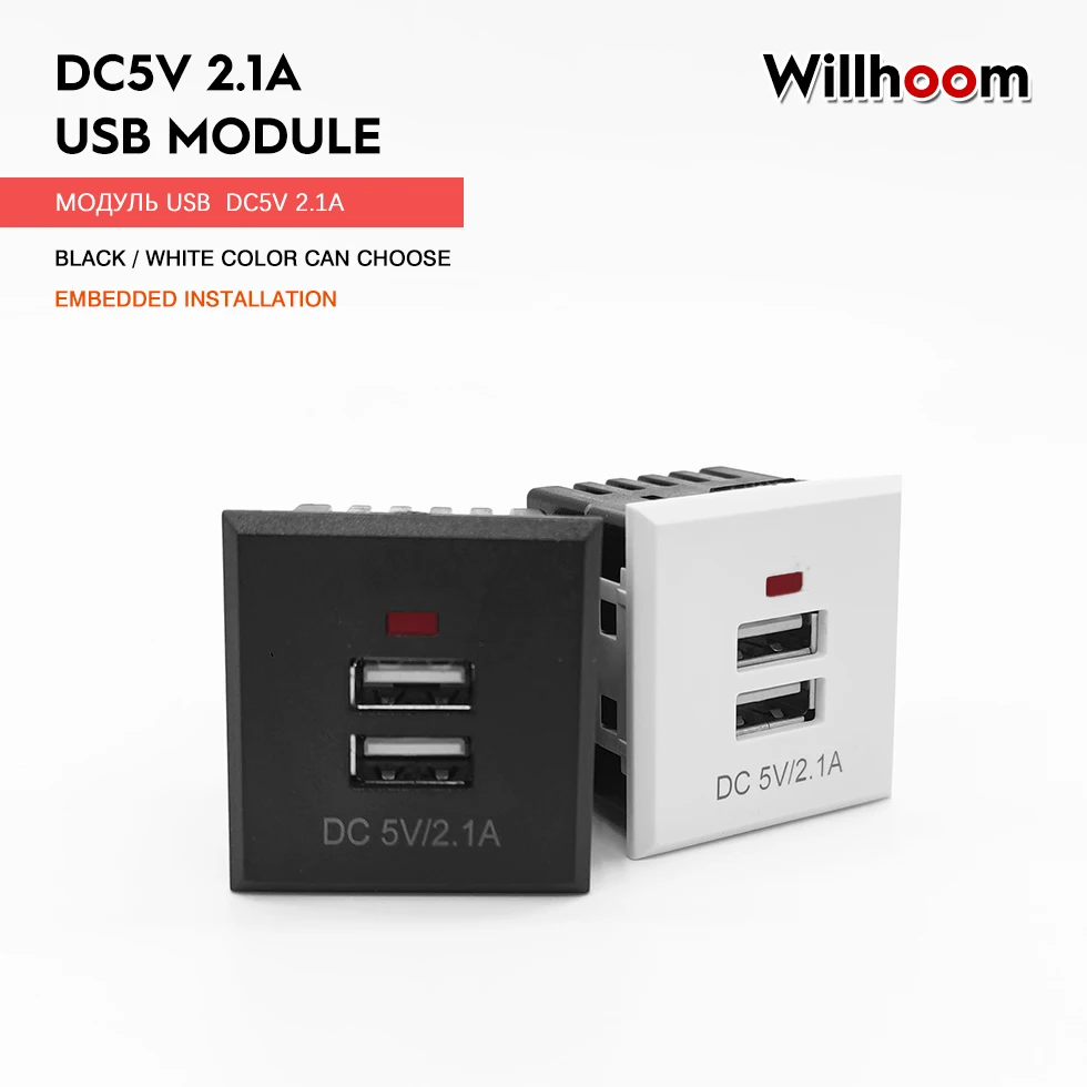 5V 2.1A Dual USB AC Power Socket incrustado Dual USB Desktop receptáculo DC Charging Power Panel Module Outlet test circuito DIY