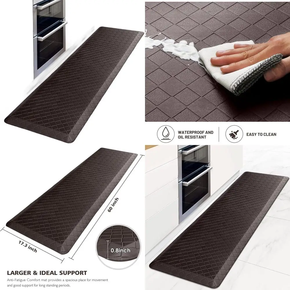 

Thick Anti-Fatigue Kitchen Mat, Waterproof Non-Slip Rugs for Kitchen, Office, Sink (17.3 x 60, Chocolate)