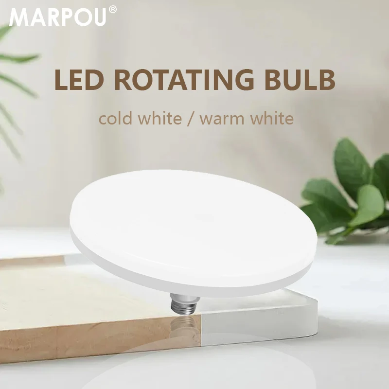 MARPOU 회전식 가정용 LED 전구, E27, 6W, 9W, 13W, 18W, 24W, 실내 냉온 화이트 스포트라이트, 주방 차고용