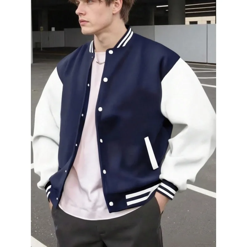 

Men's autumn and winter baseball jacket casual color matching suitable for outdoor sports all-match outerwear street wear tops