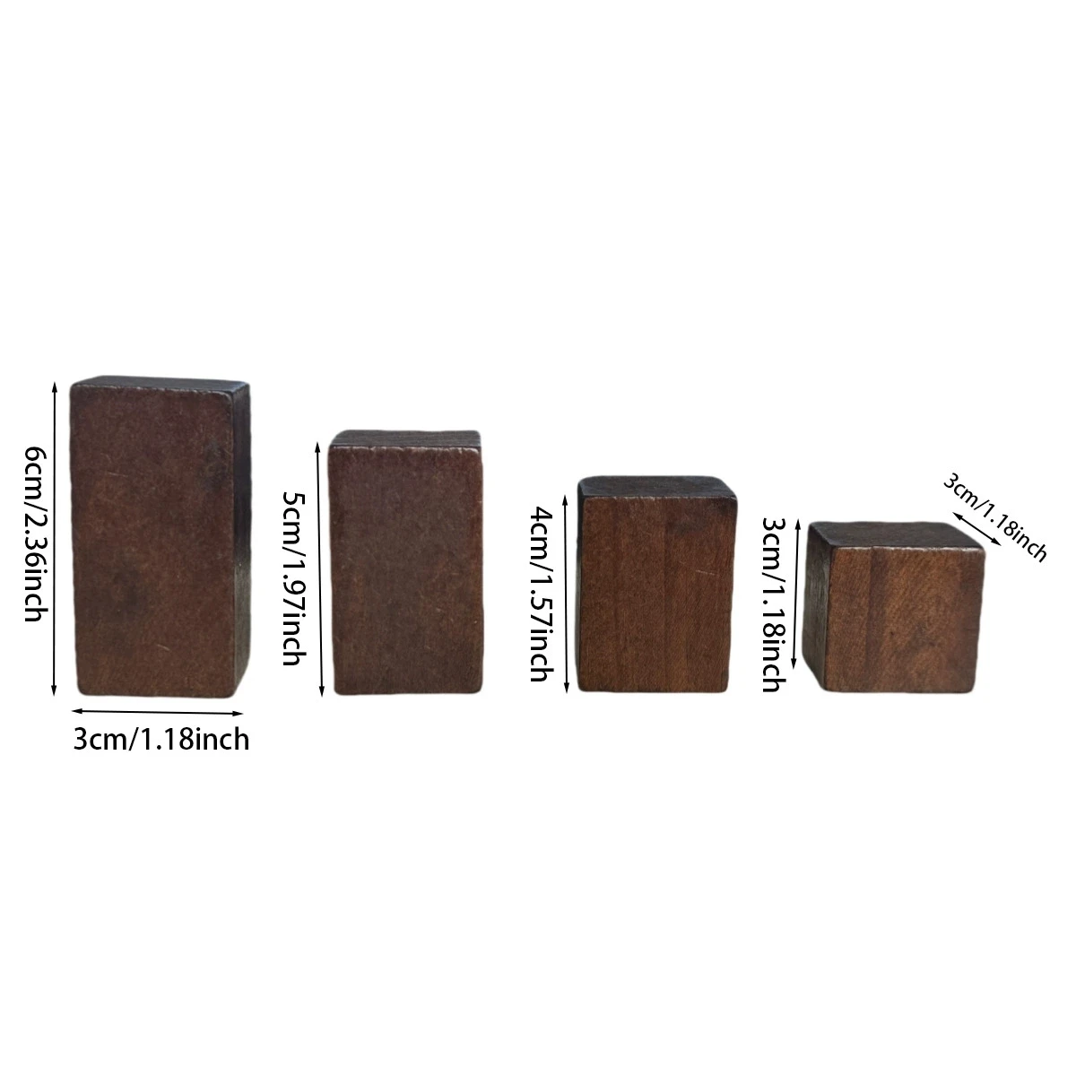 4pcs Creative Mini Cube Wooden Display Stand for Earrings and Rings