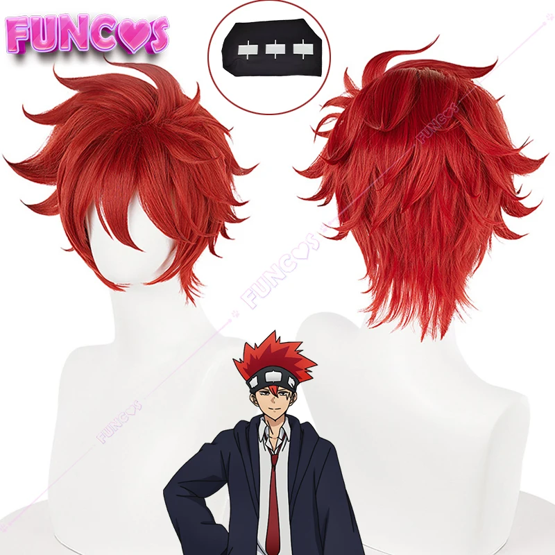 Mashle Magic and Muscles Dot Barrett Cosplay Wig Headband Easton Magic Academy Red Hair Red Wig Headdress Heat-resistant Fiber