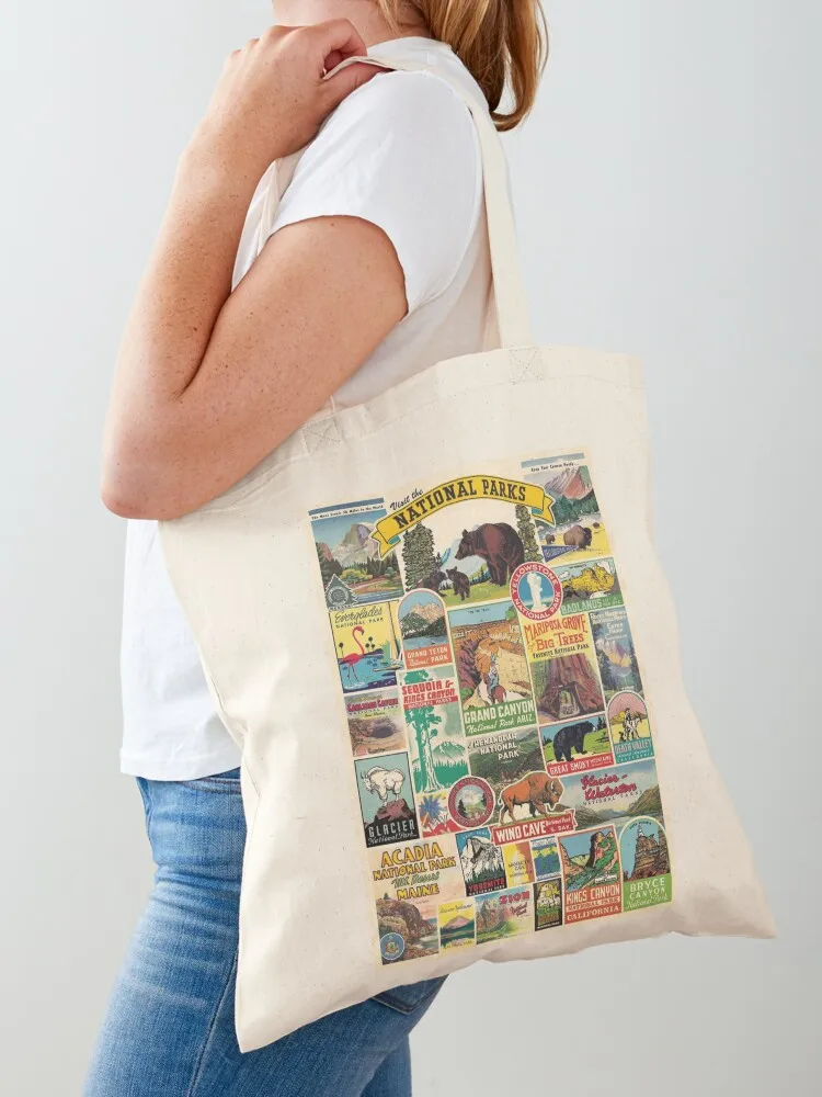 

National Parks Popular Visit Tote Bag Customizable tote bag tote bags men reusable shopping bag shopper women canvas