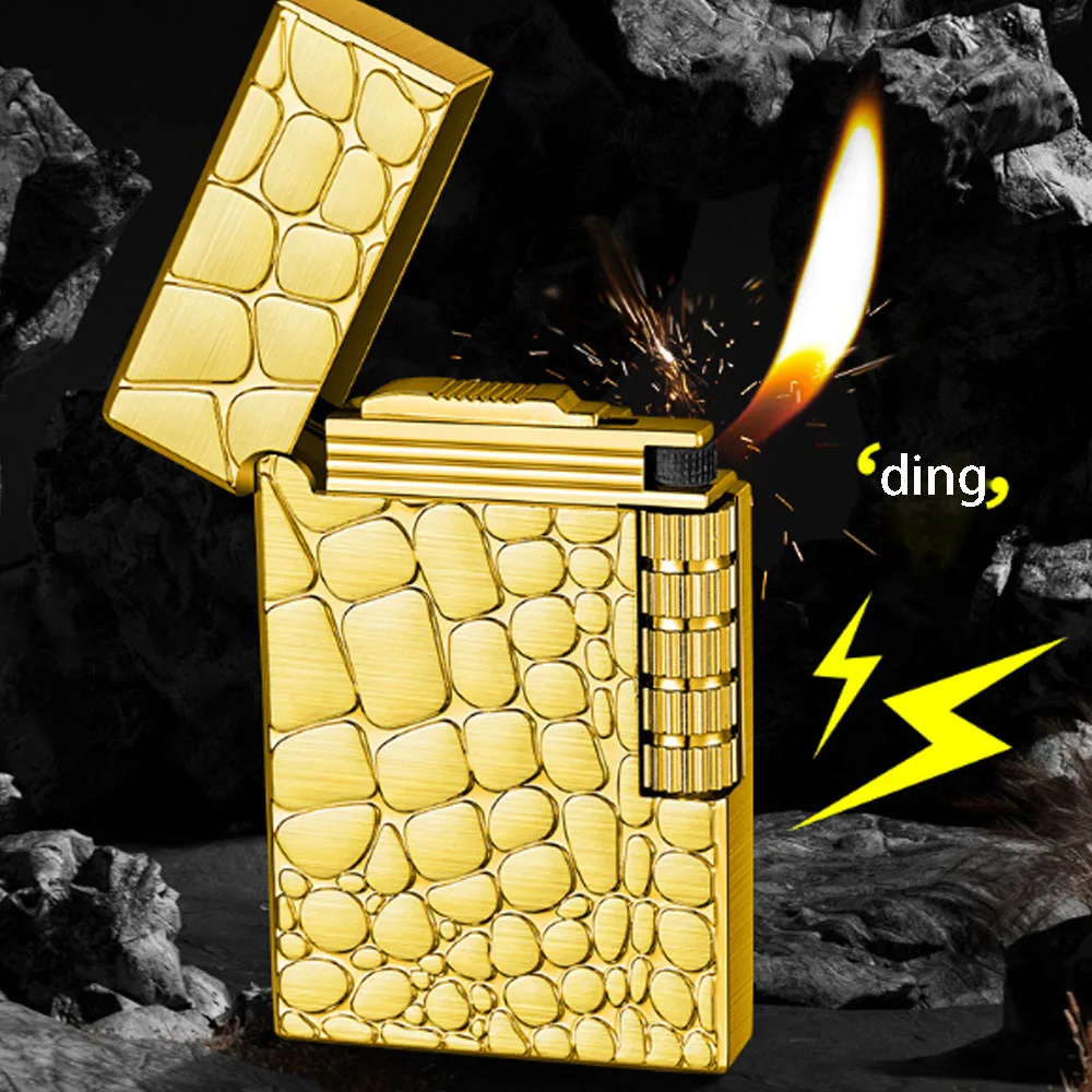 

Creative Metal Windproof Bright Ping Sound Butane Gas Inflatable Lighters Grinding Wheel Flint Cigarette Lighter Boyfriend Gift