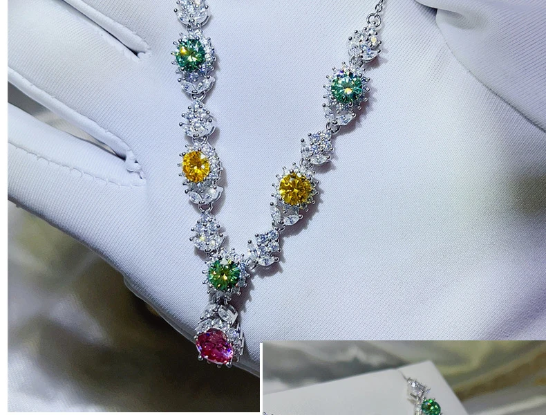 3.5 Carar Color Moissanite Lab Diamond Pendant Women Necklace Stunning s925 Silver Moissanite Neck Chain Party Fine Jewelry GRA