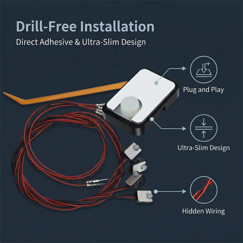Mini Lâmpada LED Transparente de 4 Peças para Iluminação Ambiente, Luz Circular Interna para Carro, Luz para Maçaneta e Apoio de Braço