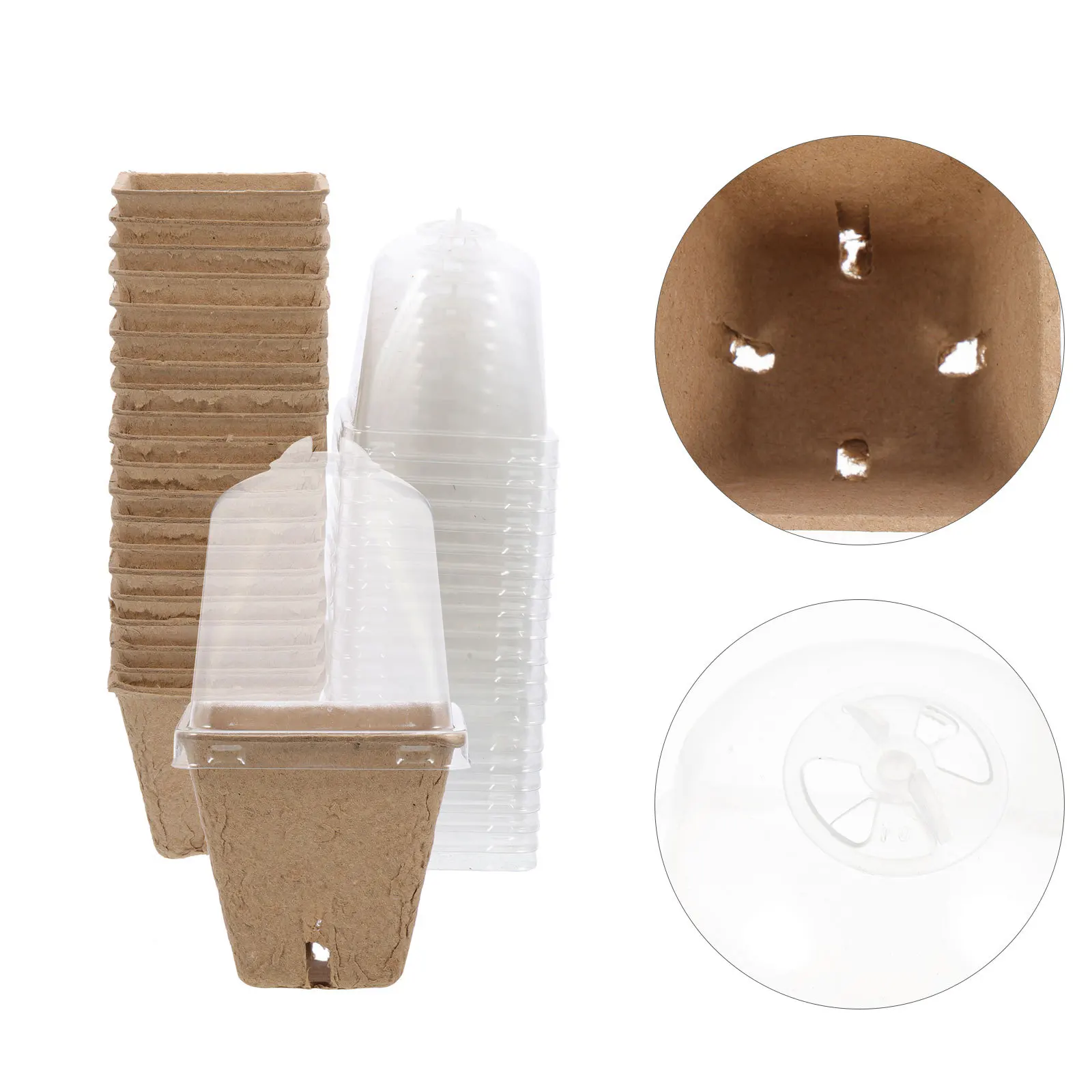 

20Pcs Paper Pots with Covers Durable Lightweight Plant Containers for Balcony Succulent Seedling Growing Garden Supply