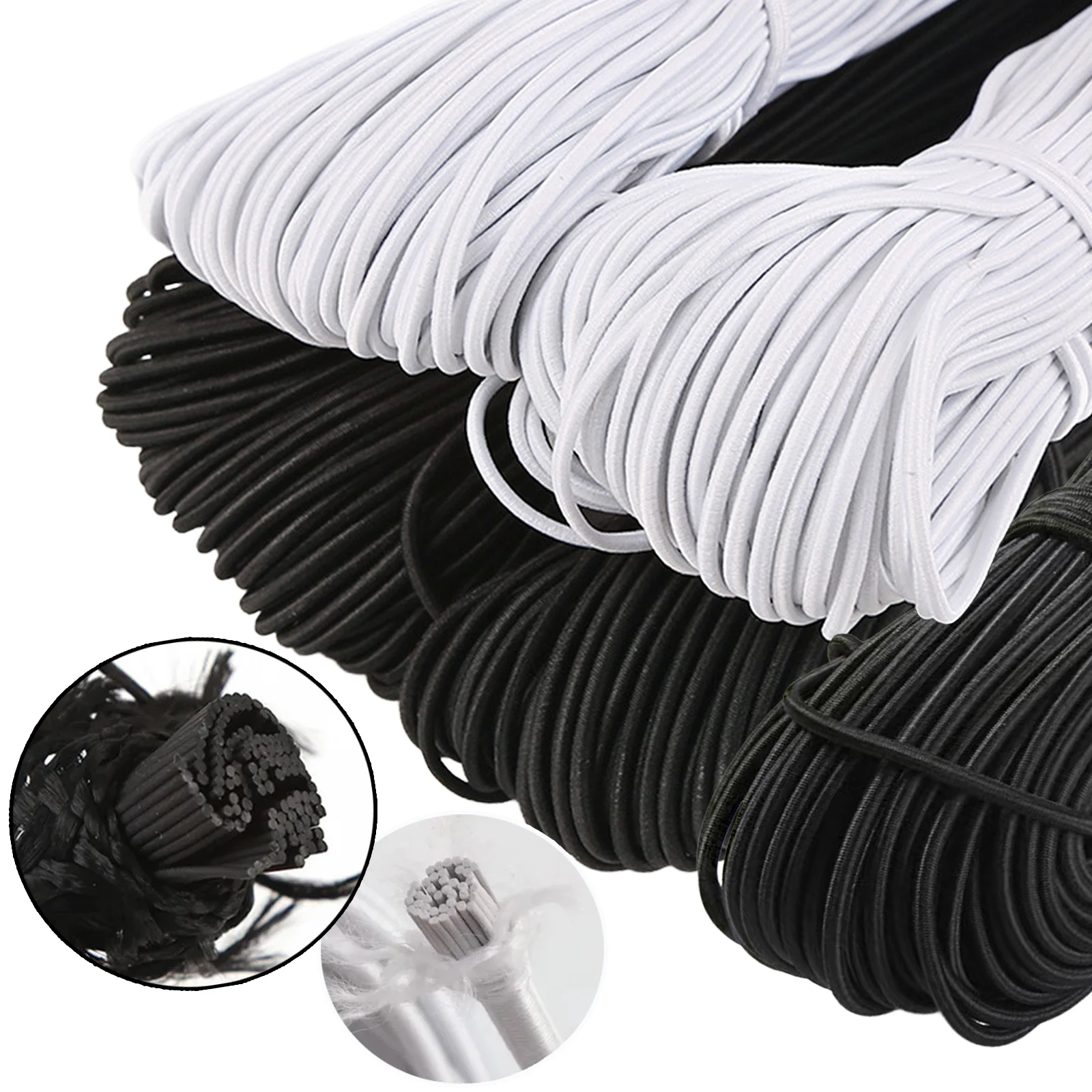 

5/10 м тяжелая эластичная лента круглая швейная эластичная лента премиум-класса белая/черная резиновая веревка для одежды DIY швейные аксессуары