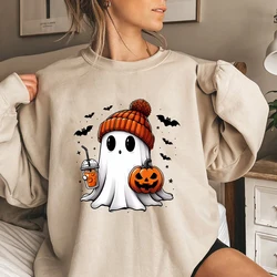 Halloween Ghost Sweatshirt Cute Halloween Pullover Halloween Women's Hoodie Spooky Season Tee Trick or Treat Sweatshirts