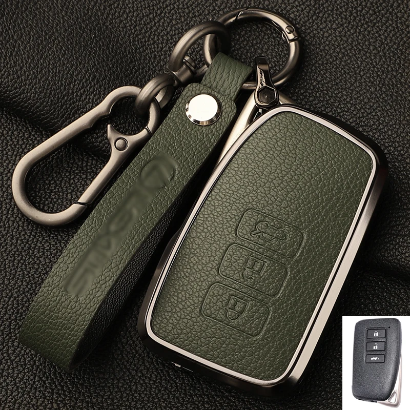 4 Buttons Alloy+Leather,Car Key Cover Case for Lexus Nx 200 Nx300h Rx 350 450h Es 350 Gs Is Ls Gs Rc F 2014 2015 2016 Keychain