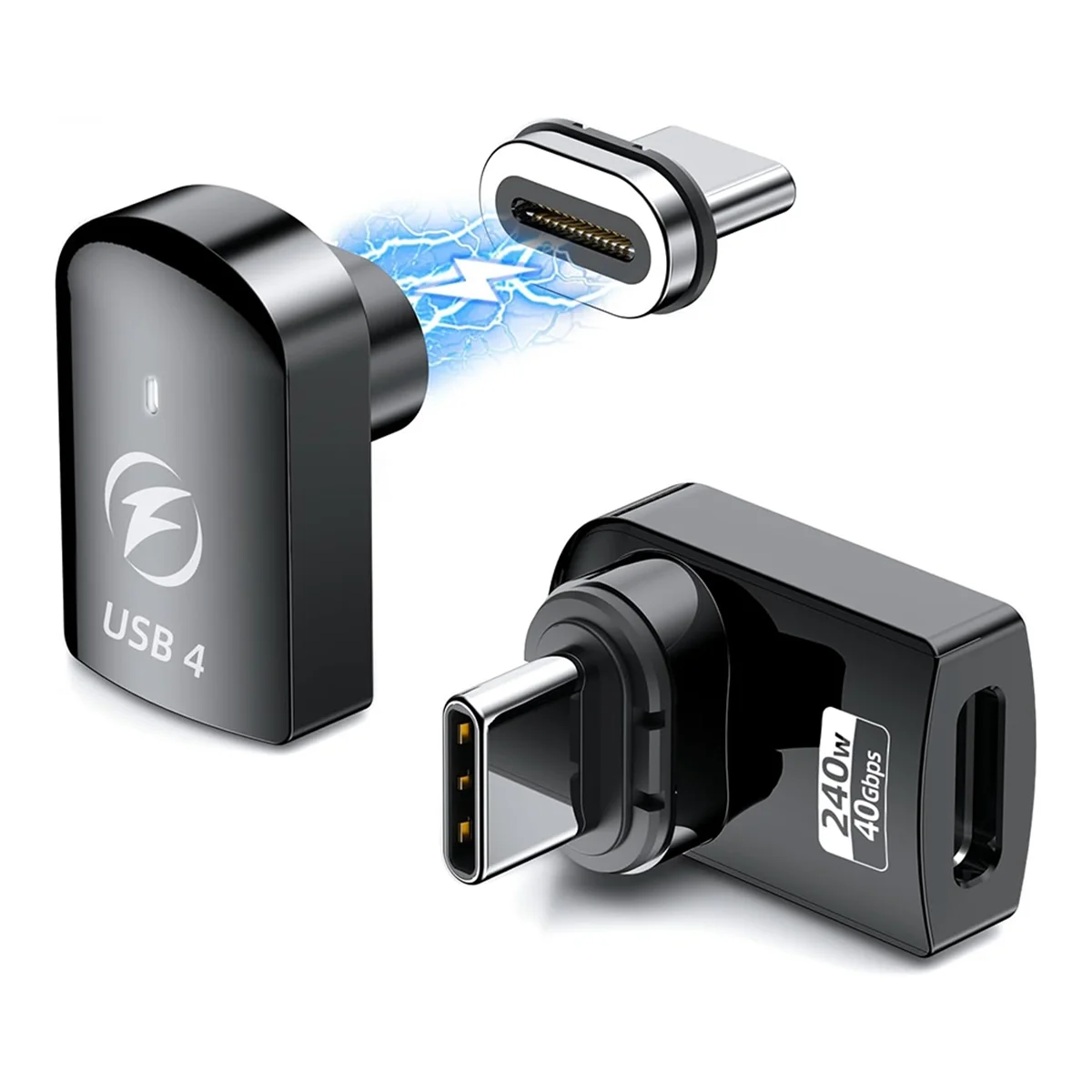 

HOT 2PCS 240W Magnetic USB C Adapter, USB C Magnetic Adapter 24Pin, 40Gbps Fast Charge Data for Thunderbolt 3/4,MacBook Pro