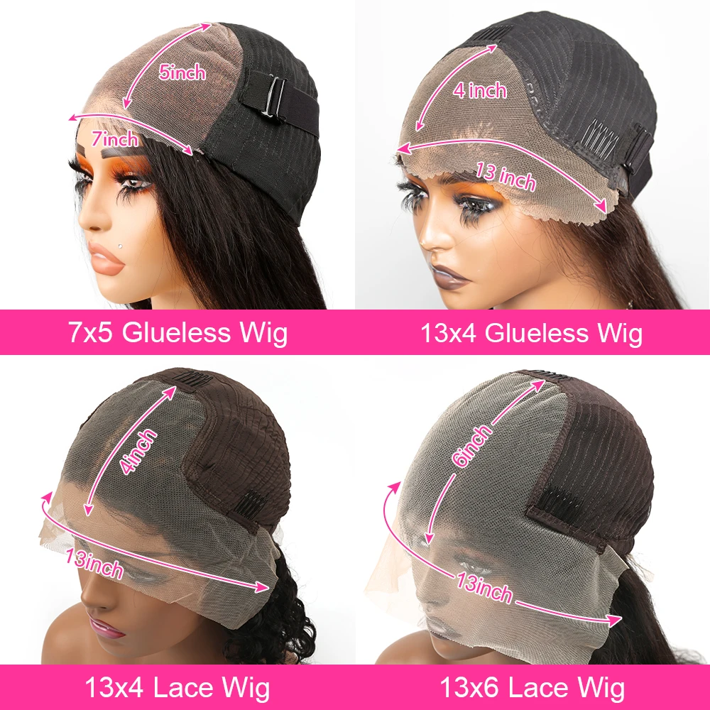 Cexxy شعر مستعار بدون صمغ شعر بشري جاهز للارتداء مجعد 7x5 الدانتيل إغلاق موجة عميقة شعر مستعار أمامي 13x4 Hd الدانتيل عقدة ابيض للنساء