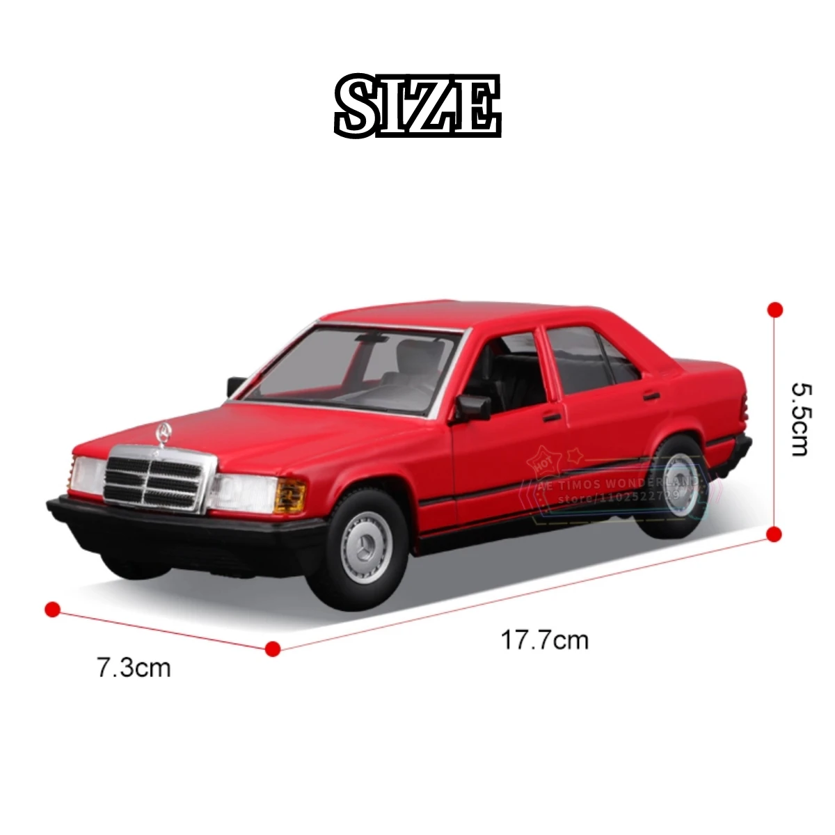 Bburago 1:24 1987 Mercedes-Benz 190E Replica Car Model Scale Miniature Toy - Perfect Gift for Vintage Car Enthusiasts