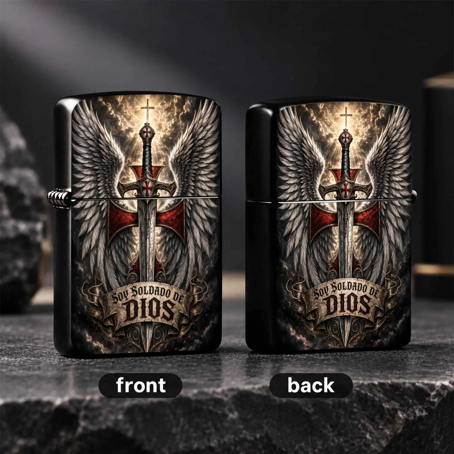 I Am Soldier Of God Themed With Angel Wings And Templar Cross Retro Pattern, Portable Practical Accessory For Daily Use, Ideal Gift For Family And Friends On All Kinds Of Festivals, Cool Unique Collectible Decor Fits Any Occasion A Humorous
