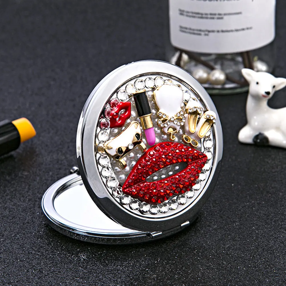 

Portable Mini Mirror Red Lip Purse Double Sided Compact Vanity For Travel Home High Quality Fashion Gift Women Girls Makeup Tool