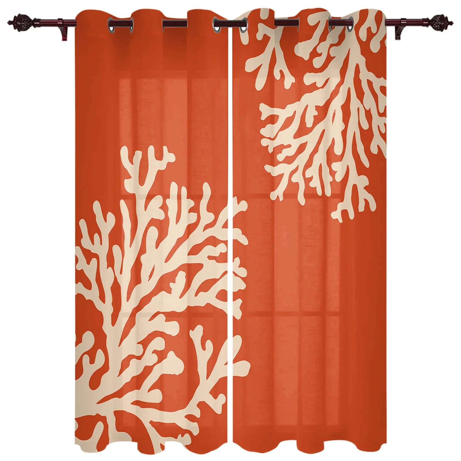 

Coral Orange Window Curtains for Living Room Luxury Modern Bedroom Curtains Coffee Dining Room Drapes