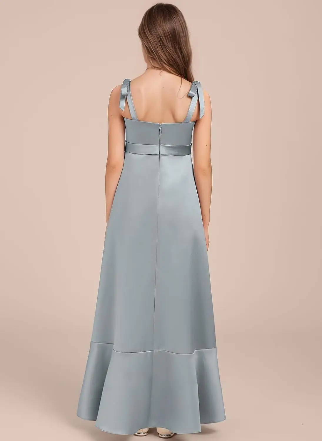 Girls A-Line Junior Bridesmaid Dress with Slit Silk Satin Flower Girl Dress  Flower Girl Dresses for Weddings