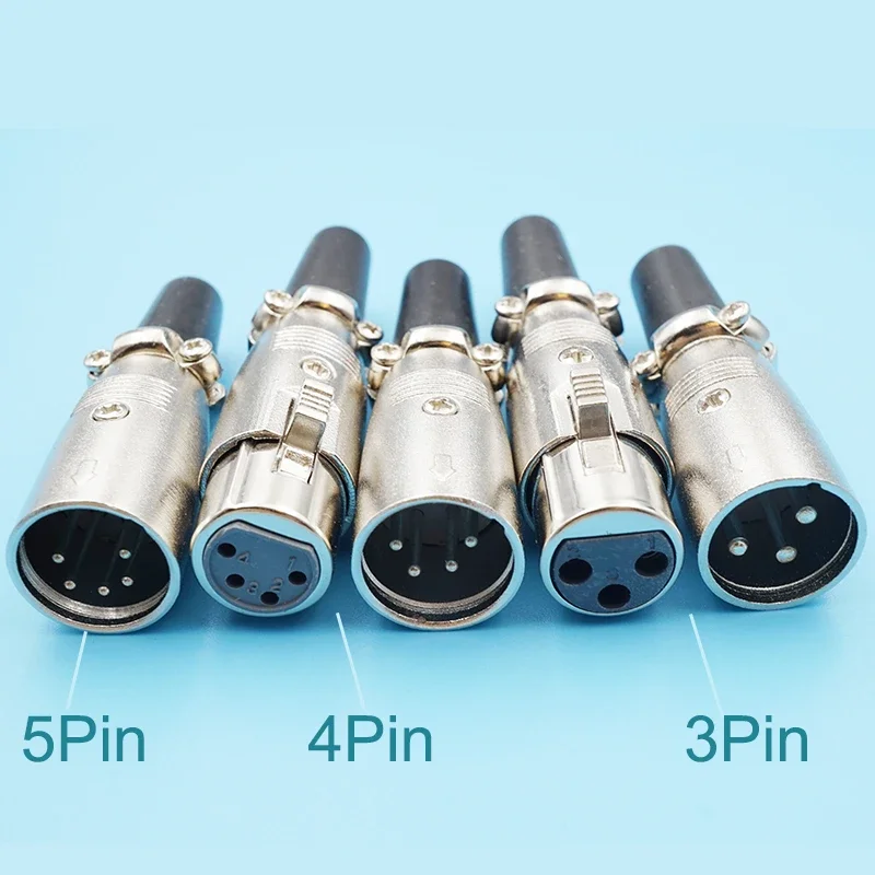 

50pcs Japan Style Sliver XLR Audio Microphone Connector, 3Pin/4Pin/5Pin Cannon Female/Male Plug, XLR Connector Balance Socket