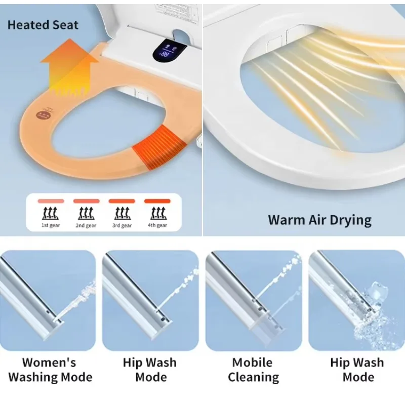 ZXHK Automatic Electric Smart Toilet Seat Cover with Remote Control Plastic Material Self-Cleaning & Seat Heating for Bathroom