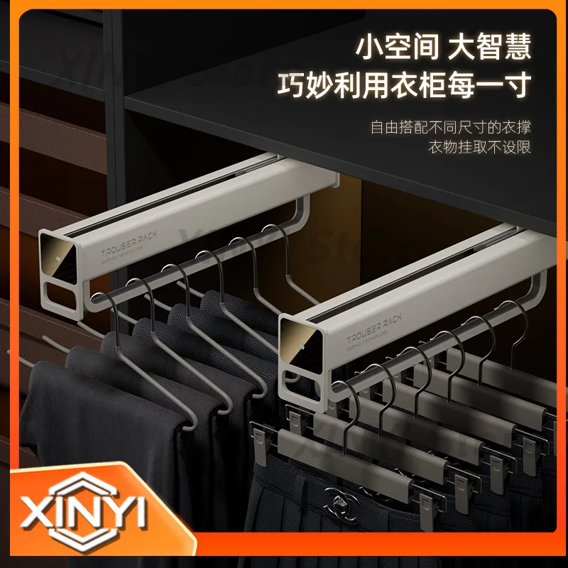 for Wardrobe Hanging Clothes Rod Storage Wardrobe Longitudinal Vertical Pull Out Hanger Rod Pants Rack Closet Organizer