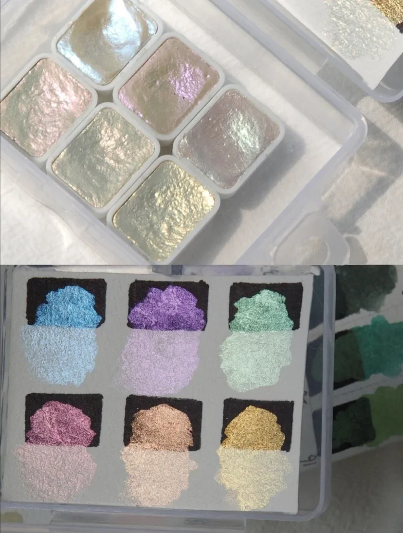 Perl glanz Metallic feste Aquarell farbe tragbare hand verpackte Palette zum Malen von Nägeln Schüler Schule Kunst bedarf