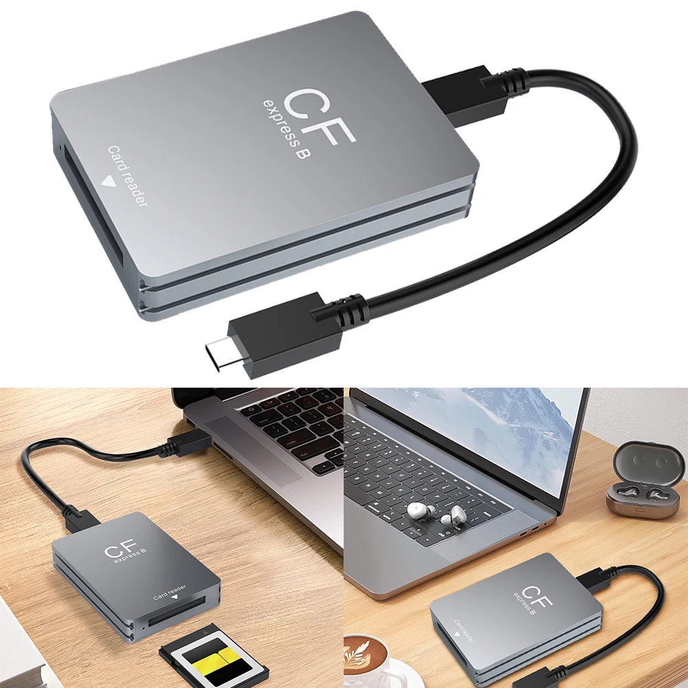 

CFexpress Type B Card Reader USB 3.2 10Gbps Cardreader Adapter with USB C To USB C/A Cable Support Android/Windows/Mac OS